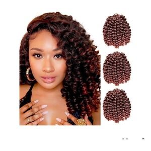 6 Packs Jamaican Bounce Crochet Hair Wand Curl Twist Braid Curly for Black Women